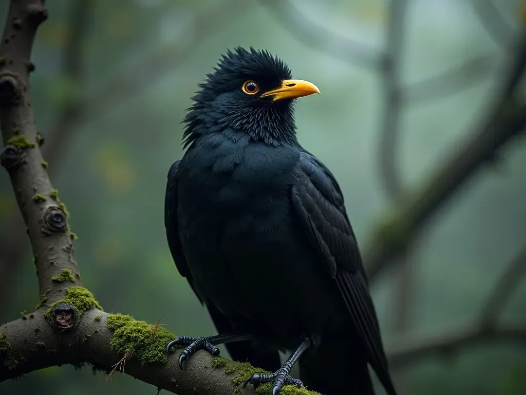 Oiseau noir bec jaune