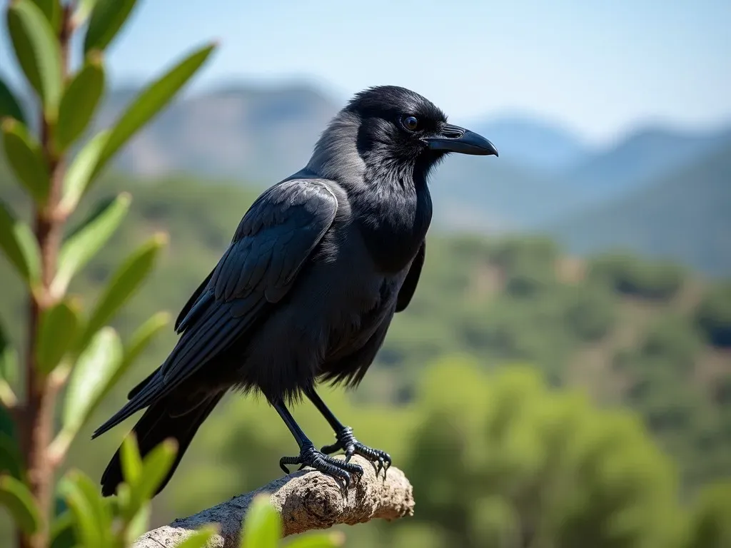 corbeau noir et gris