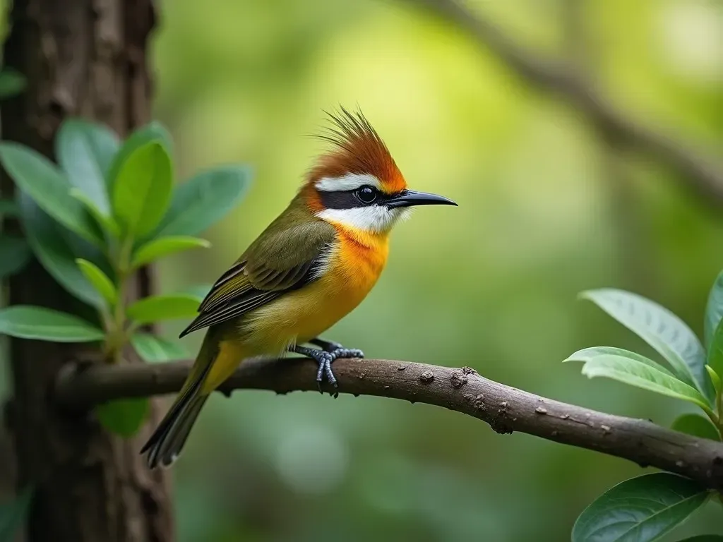 oiseau avec plume sur la tete