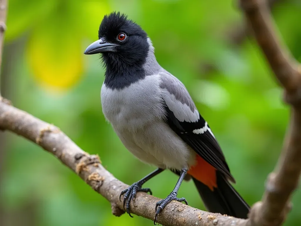 oiseau gris à tête noire