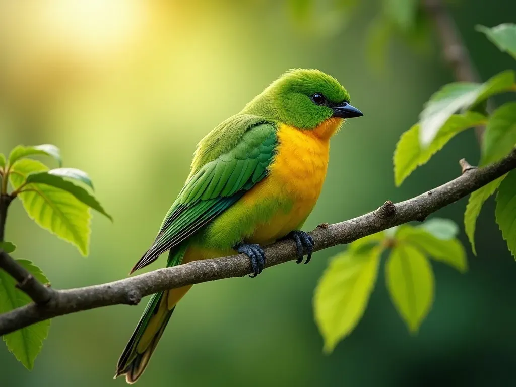 oiseau vert et jaune